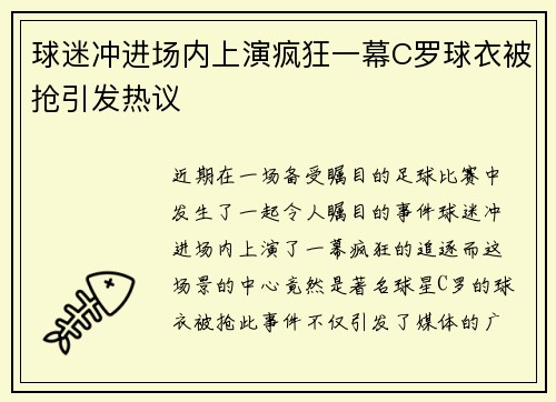 球迷冲进场内上演疯狂一幕C罗球衣被抢引发热议